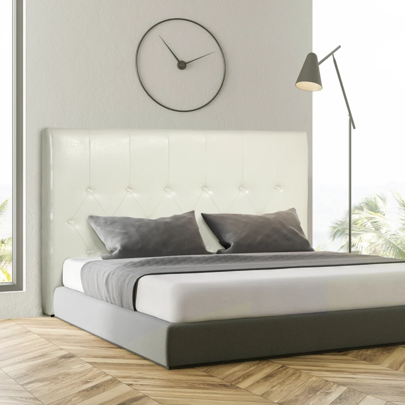 HOMCOM Testiera Letto Matrimoniale in PU, Imbottita e Trapuntata a Bottoni, 160x120cm