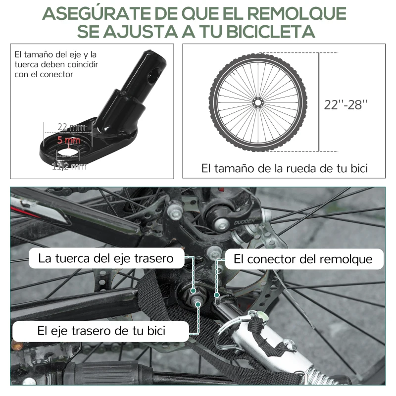HOMCOM Remolque de Carga para Bicicleta Desmontable con 2 Ruedas Reflectores y Bandera Capacidad de 70L 125x64x53,5 cm Negro