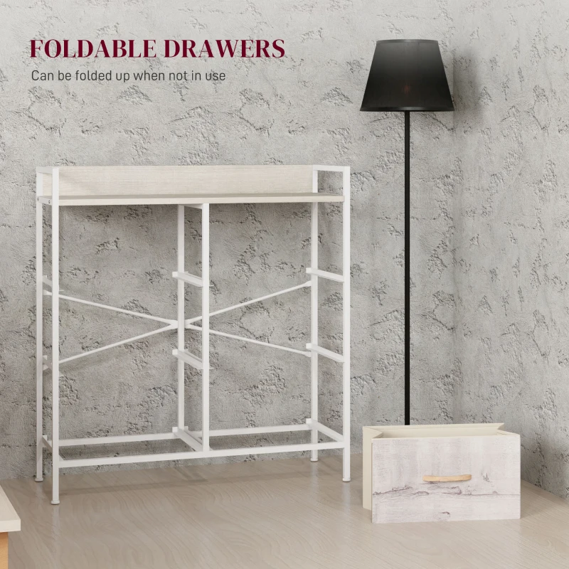 HOMCOM Rustic Chest of Six Fabric Drawers - Natural