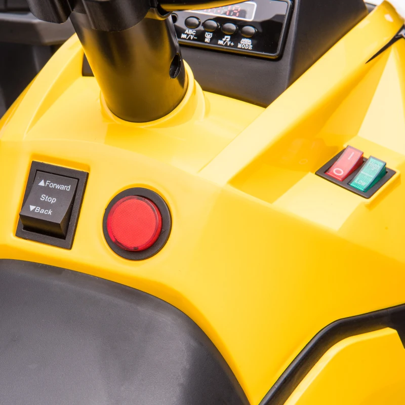 HOMCOM Quad Buggy électrique Enfant 12 V 8 Km/h Max. Voiture électrique Enfant avec Effets Lumineux sonores Selle avec Dossier Porte-Bagage Avant métal PP Jaune Noir(m-9)