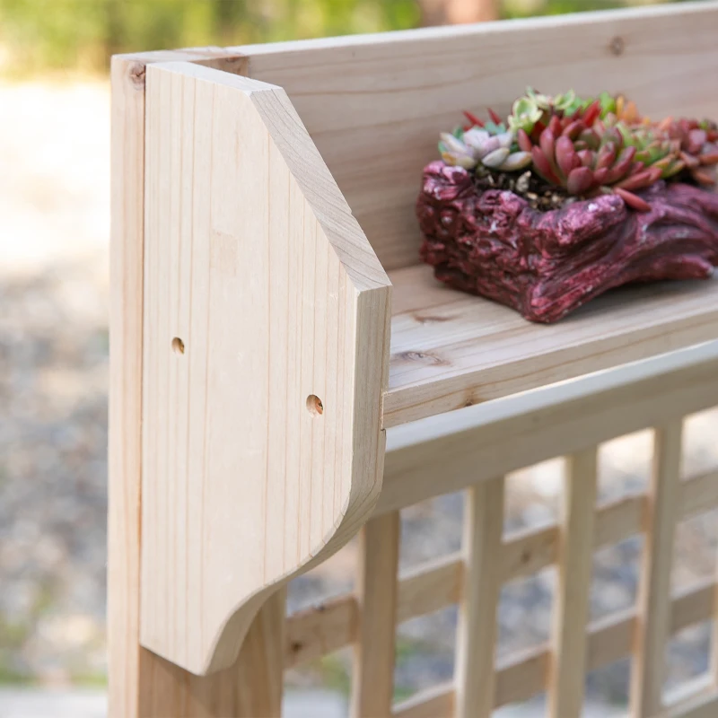 Outsunny Banco Tavolo da Lavoro per Giardinaggio in Legno Naturale con Vaschetta Integrata e Mensole 100x45x140cm