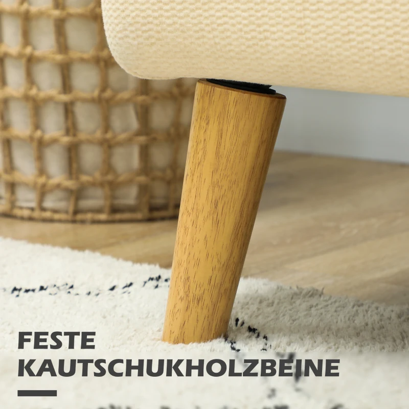 HOMCOM Zweisitzer-Sofa, kompakt, hautfreundlicher Bezug, bis 240 kg, 130x74x79 cm, Cremeweiß(m-5)