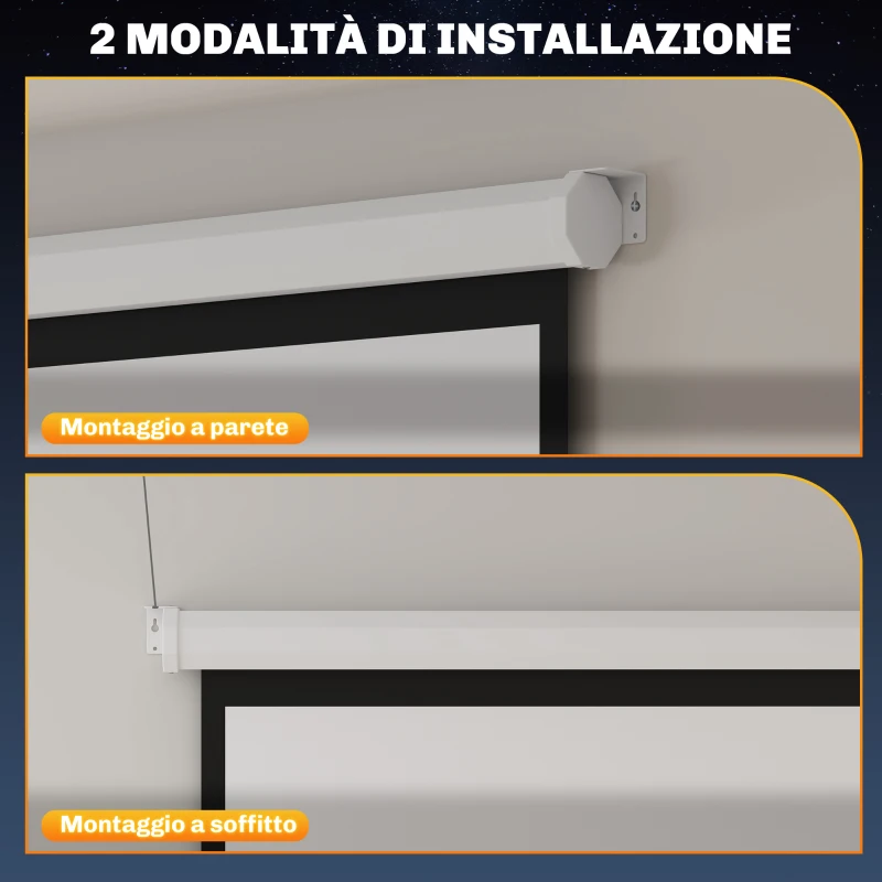 HOMCOM Schermo per Proiettore 120" Formato 1:1, Angolo di 160° e Montaggio a Soffitto o Parete