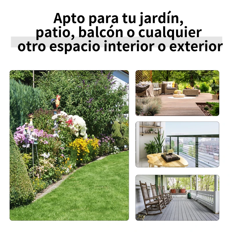 Outsunny Set de Muebles de Jardín Mesa Redonda Ø46x49 cm y 2 Sillas Mecedoras 68x90x106 cm Plegables con Bloqueo para Exterior Patio Gris