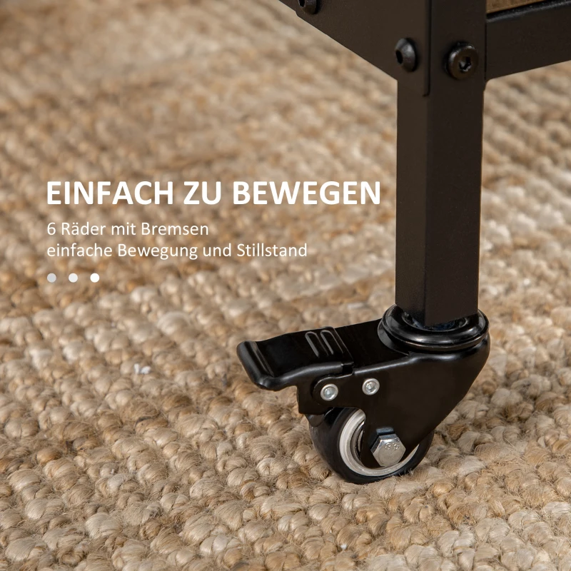 HOMCOM Mobiler Klapptisch Klapptisch, 2 klappbare Flächen, 130 cm x 80 cm x 74 cm, Braun(m-6)