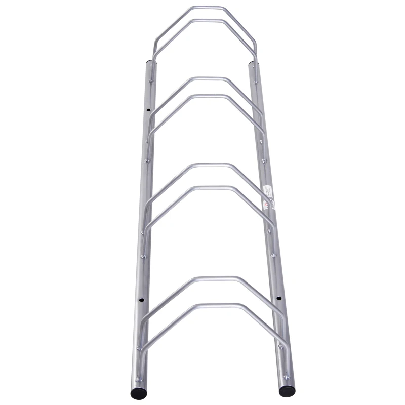 HOMCOM Fahrradständer für 4 Fahrräder Stahl Fahrradhalter mit 35-55 mm Reifenbreiten freistehender Bodenparker Abstellständer Radständer für Boden- oder Wandmontage 108,5 x 30 x 21,5cm Silber