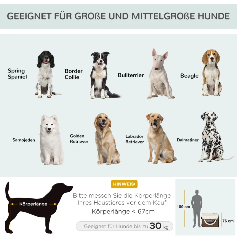 PawHut Hundebox faltbare Hundetransportbox Haustierrucksack mit Kissen Reisetasche Transportbox für Tier wasserdicht Oxfordstoff Kaffee 97 x 71 x 76 cm