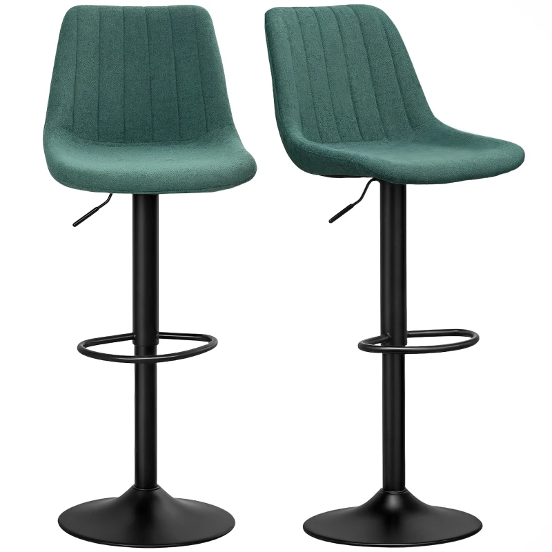 HOMCOM Set of Two Chenille-Feel Tub Bat Stools - Green