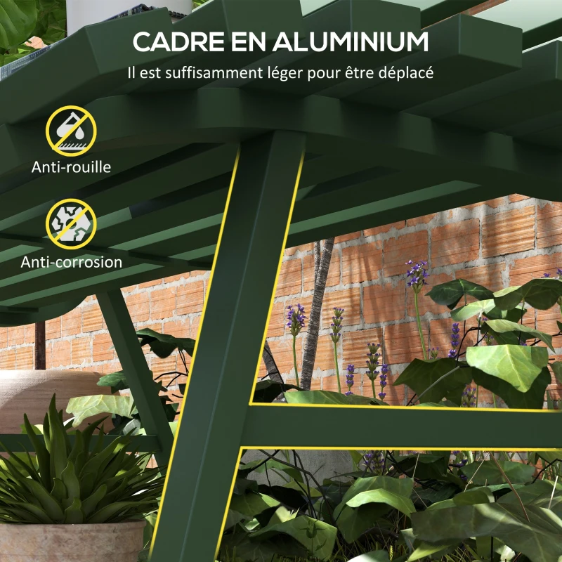 Outsunny Banc de jardin extérieur 2 Places Assise Dossier à Lattes, en aluminium, dim. 123L x 67l x 79H cm, vert