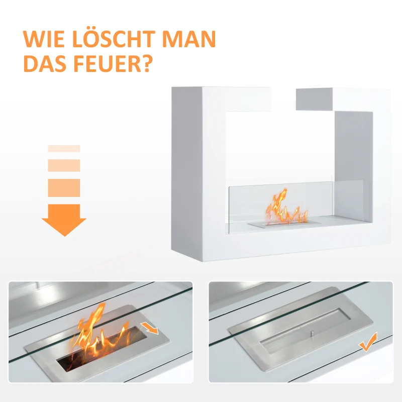 HOMCOM Kamin Bioethanol Biokamin Kaminofen Standkamin 1,5 L 3 Stdn. 78 x 25 x 58 cm