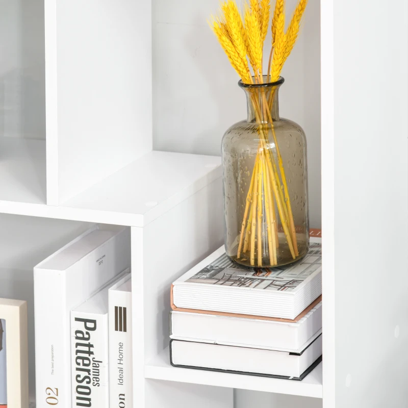 HOMCOM Bibliothèque étagère Zig zag Design Contemporain 70L x 24l x 178H cm Panneaux Particules Blanc