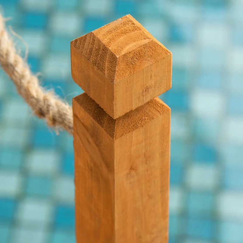 Outsunny Ponticello di Legno da Esterni con Sponde in Canapa, Struttura in Legno d'Abete, 150x58x58.5cm, Arancione