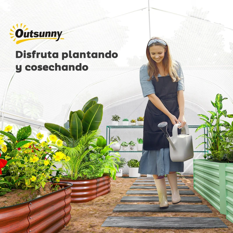 Outsunny Invernadero de Túnel 6x3x2 m con Anti-UV y Puerta Enrollable con Cremallera Paredes Laterales con Malla Blanco