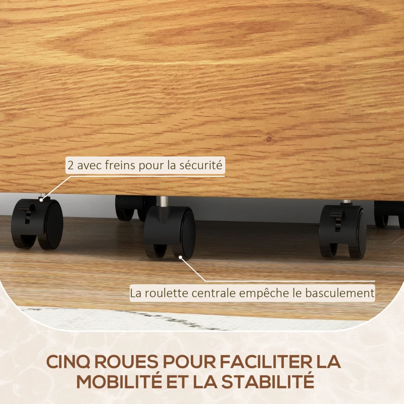 HOMCOM Caisson de bureau, meuble de rangement 2 tiroirs 2 barres pour dossier suspendu, verrouillable avec 2 clés 42x40x60 cm