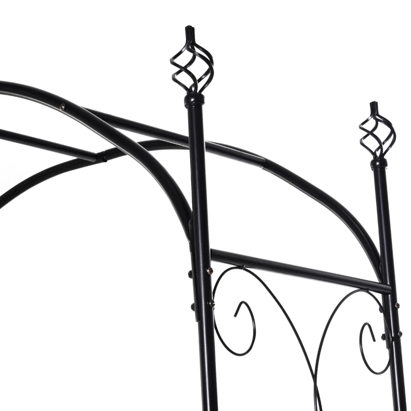 Outsunny Arco de Jardín con Doble Puerta Enrejado de Metal 108x45x215 cm con Cerradura para Plantas Trepaderas Enredaderas Exterior Patio Césped Boda Color Negro Mate