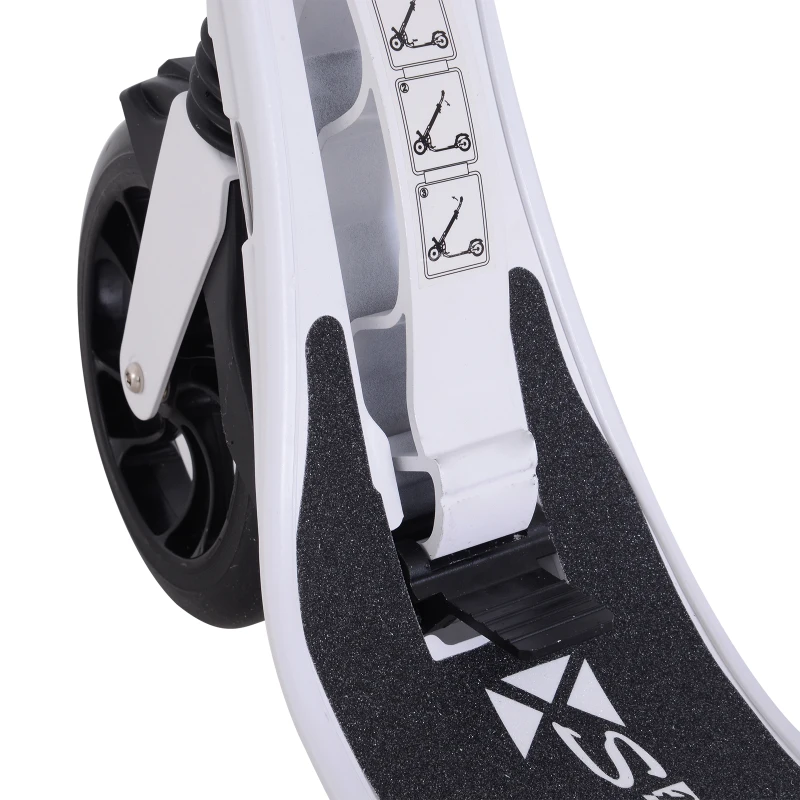 HOMCOM Monopattino Scooter Monopattino Pieghevole Regolabile con Serratura Rinforzata per Adulti e Bambini in Alluminio, PP, PU 93.5 x 38  x 95-105 cm Bianco