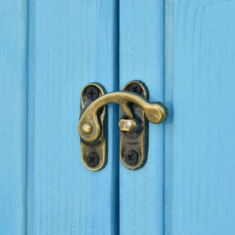 Outsunny Armoire abri de Jardin Remise pour Outils 3 étagères 2 Portes loquets + Range-bûches Toit Pente bitumé Bois Sapin traité Bleu