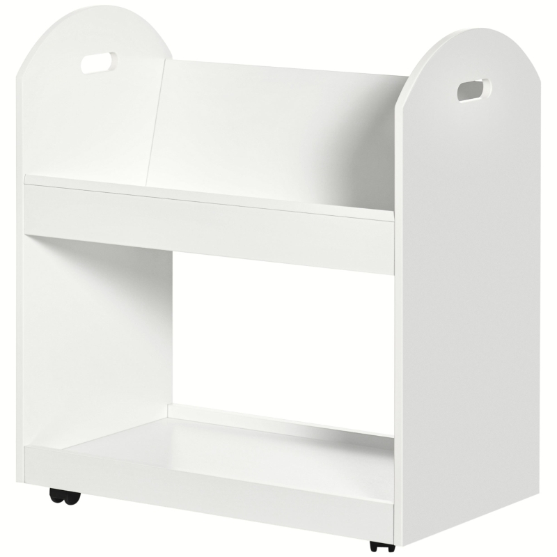HOMCOM 2-Tier Storage Shelves, Kitchen Cart Shelf Unit with Wheels for Dining & Living Room, Home Study, White