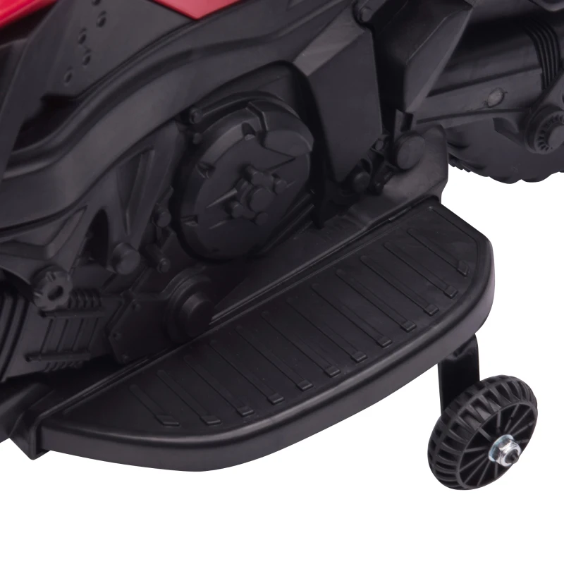 HOMCOM Moto Elettrica per Bambini con Fari e Clacson, Batteria 6V Velocità 3km/h, Età 18-48 Mesi, 88.5x42.5x49cm, Rosso
