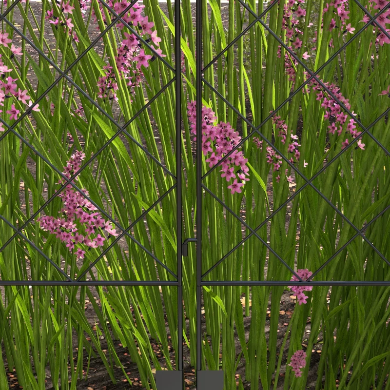 Outsunny Lot de 7 clôtures de jardin décoratives en métal avec ornements - 344L x 110H cm noir