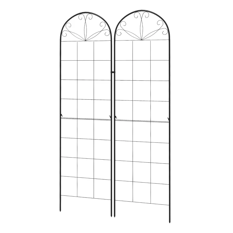 Outsunny Metal Trellis Set of 2, Garden Trellis for Climbing Plants Support Frames, Grid Design