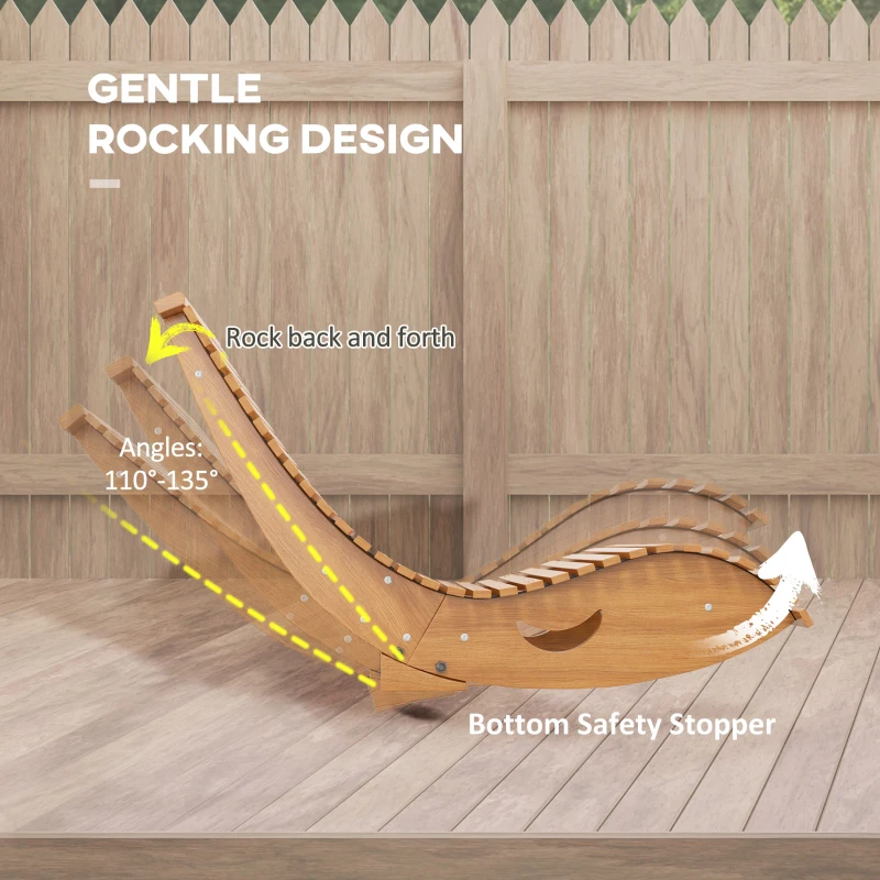 Outsunny Outdoor Rocking Chair w/ Slatted Seat, Wooden Rocking Chair, 130cm x 60cm x 60cm, Light Brown