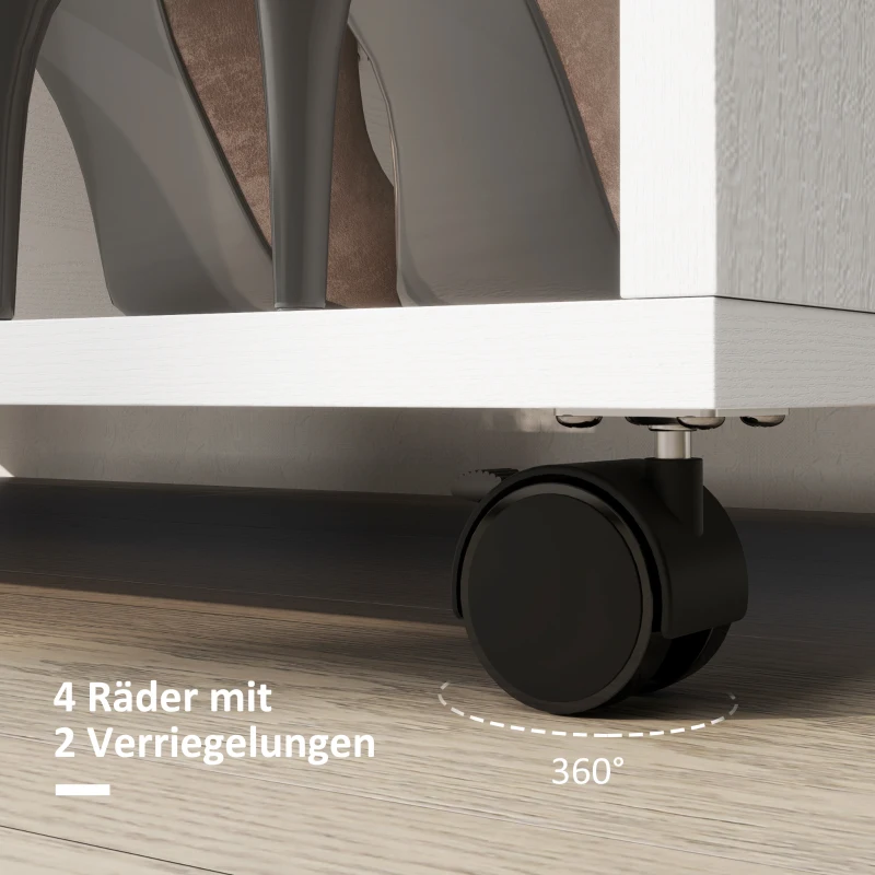 HOMCOM Kleiderschrank auf Rollen, mobile Garderobe, Garderobenschrank, Rollbarer Kleiderständer, 80 x 40 x 128 cm, Weiß(m-5)