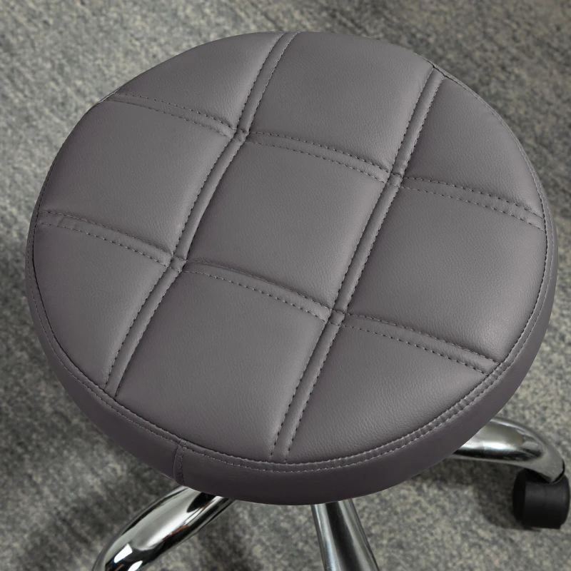 HOMCOM Salonhocker, höhenverstellbar, 360° drehbar, Kunstleder, Ø35,5 x 48-63H cm, Grau
