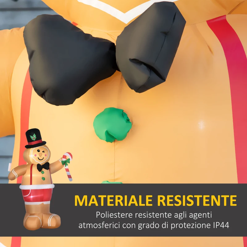 Outsunny Omino pan di Zenzero Gonfiabile con Luci LED e Gonfiatore Incluso, 175x82x238 cm