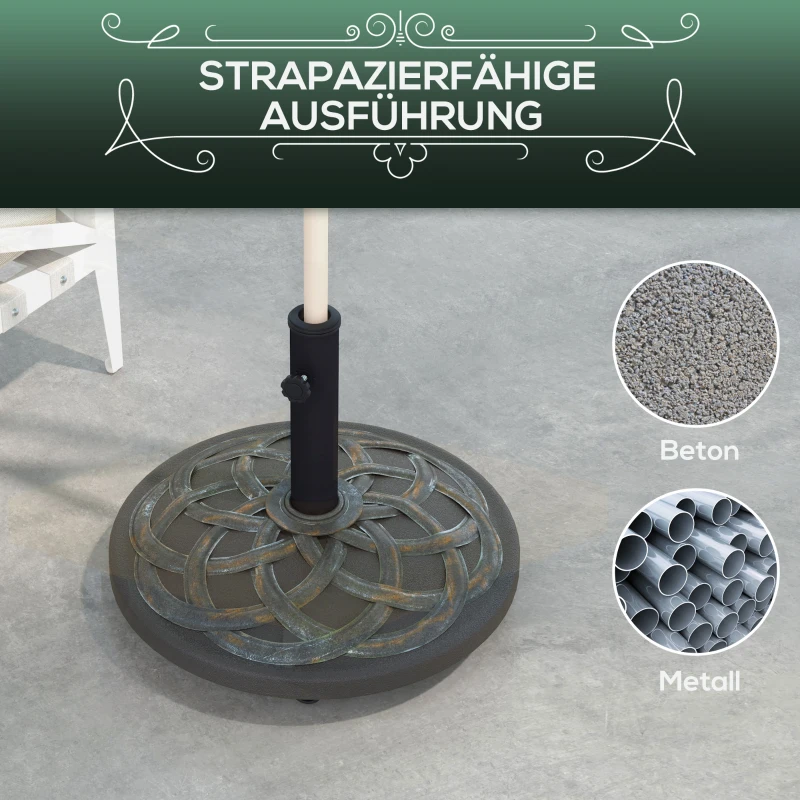 Outsunny Sonnenschirmständer mit Rädern, robustes Metall, Betonfüllung, 52 x 38 cm, Bronzefarben