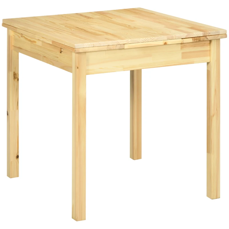 HOMCOM Mesa de Comedor Extensible de Madera Mesa de Cocina con Alas Abatibles para 2-4 Personas Carga 50 kg 120x80x75cm Natural