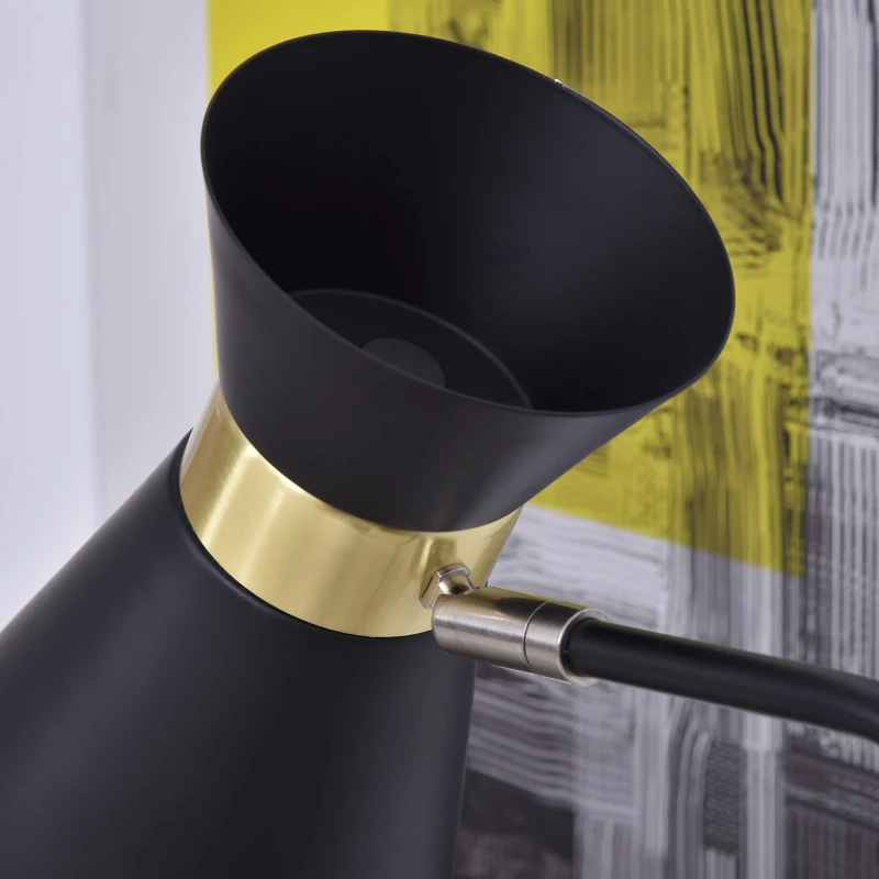 HOMCOM Lampada da Terra in Stile Vintage Industriale per Soggiorno o Camera da Letto Nera 39x25x147cm