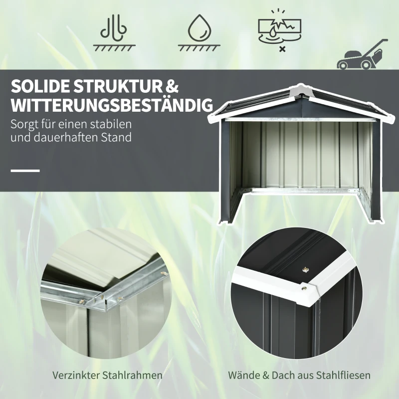 Outsunny Metallschuppen für Rasenmähroboter, rostfrei, 86 x 100 x 63cm, Dunkelgrau