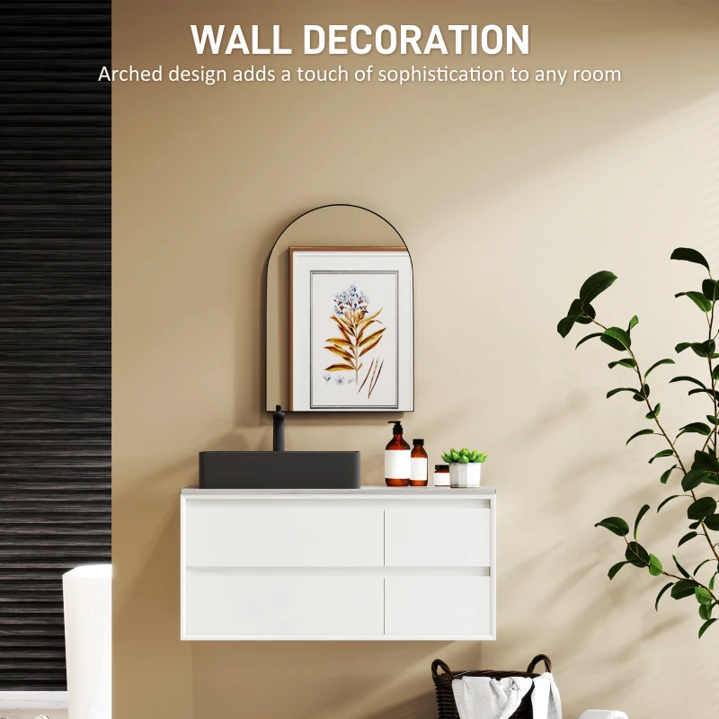 HOMCOM 50 x 70cm Arched Home Mirror - Black