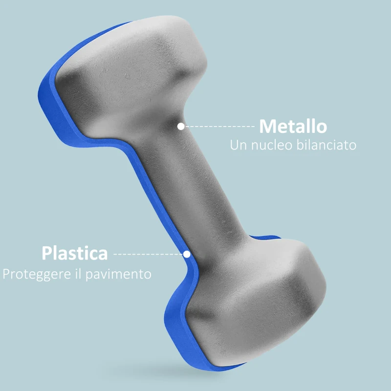 SPORTNOW Set 2 Manubri Esagonali da 2x7kg in Metallo e Plastica con Impugnatura Antiscivolo, 22.5x10.5x10.5 cm, Blu