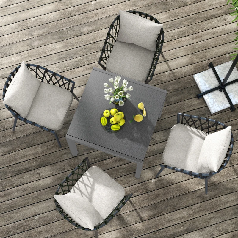 Outsunny Table de jardin rectangulaire extensible jusqu'à 6 personnes en aluminium dim. 80/160L x 80l x 75H cm gris
