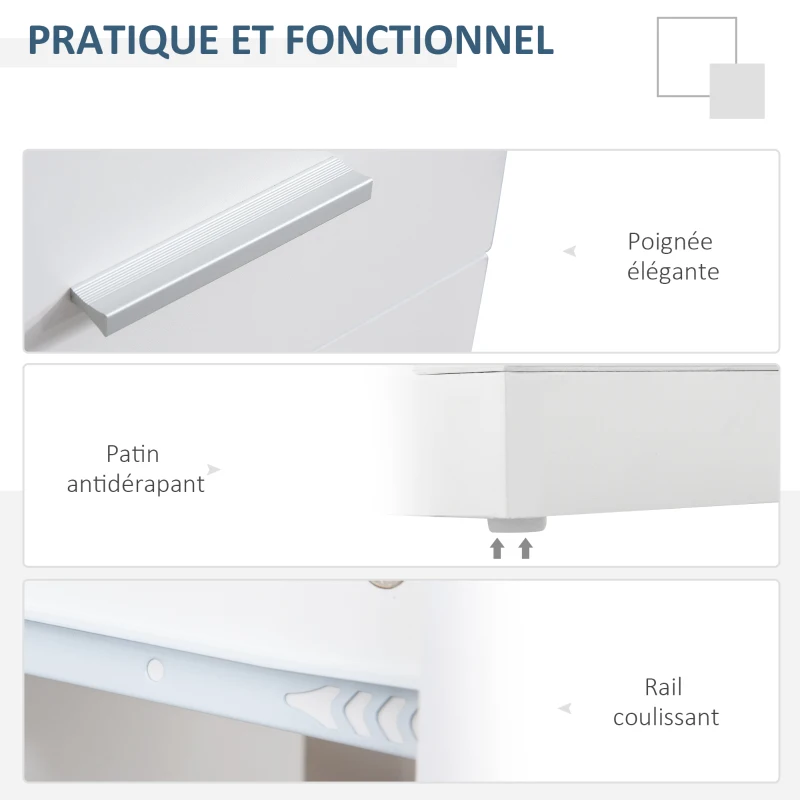 HOMCOM Bureau informatique bureau d'angle avec rangement table angulaire avec étagères, placard, tiroir blanc