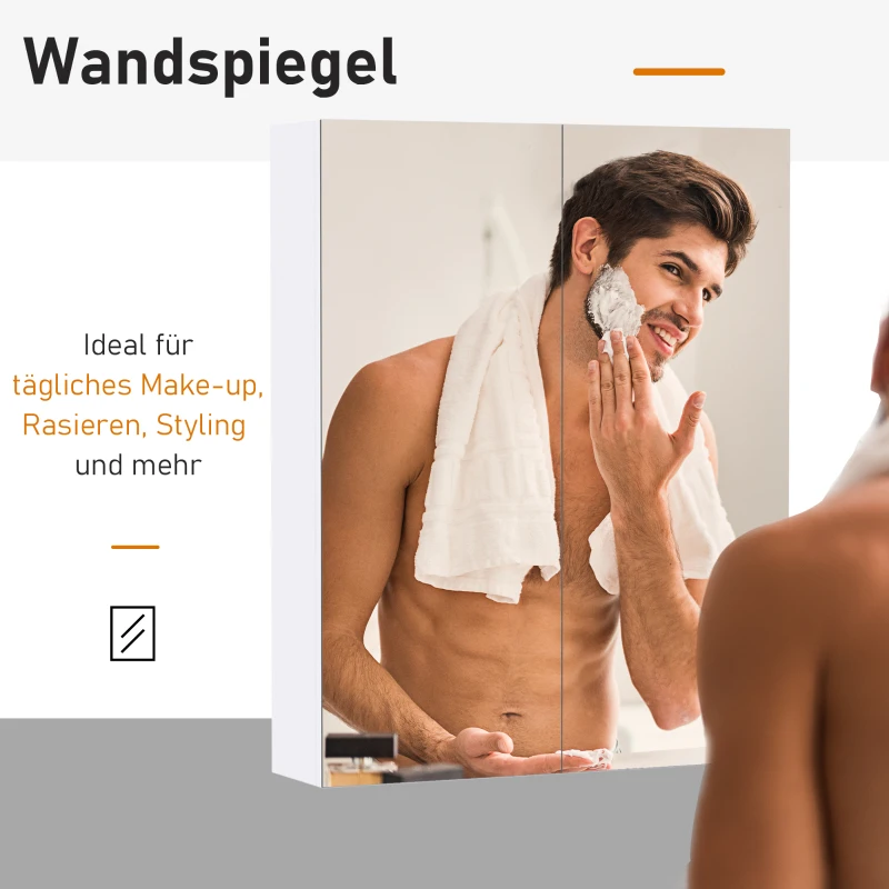 HOMCOM Bademöbel Spiegelschrank Badeschrank Hängeschrank Badezimmer Spiegel Schrank (60 x 15 x 75 cm)