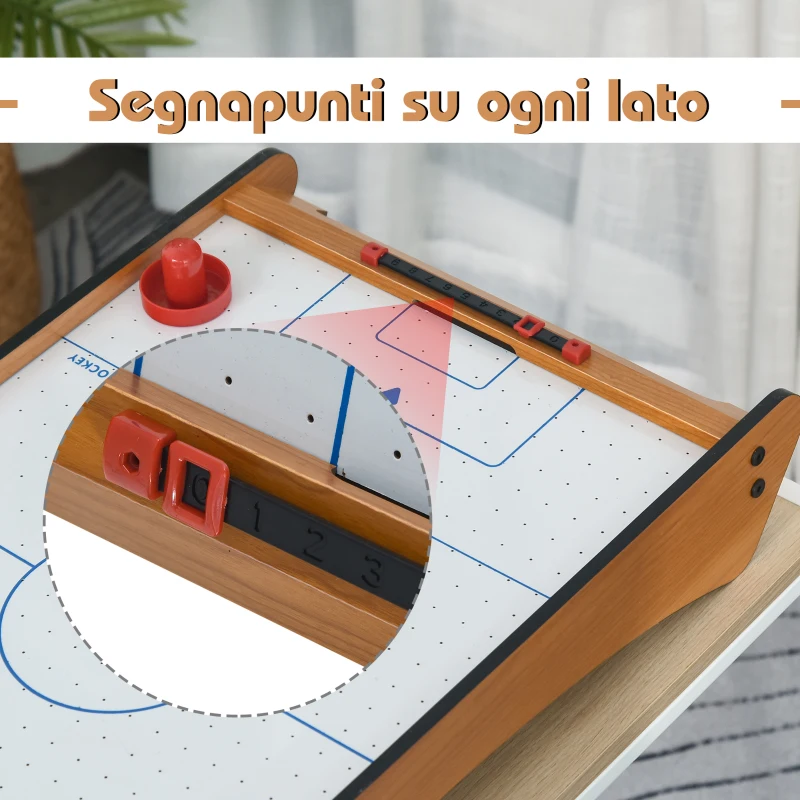 HOMCOM Tavolo Air Hockey Portatile con Ventilatore e Accessori Inclusi (Manopole, Dischetti, Segnapunti) 72.5x40x10.5cm