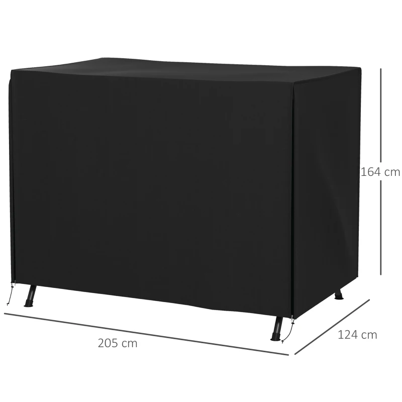 Outsunny Abdeckung für Gartenschaukel, Schutzhülle für Hollywoodschaukel, Abdeckhaube, wasserfest, 205 x 124 x 164 cm, Schwarz(m-3)