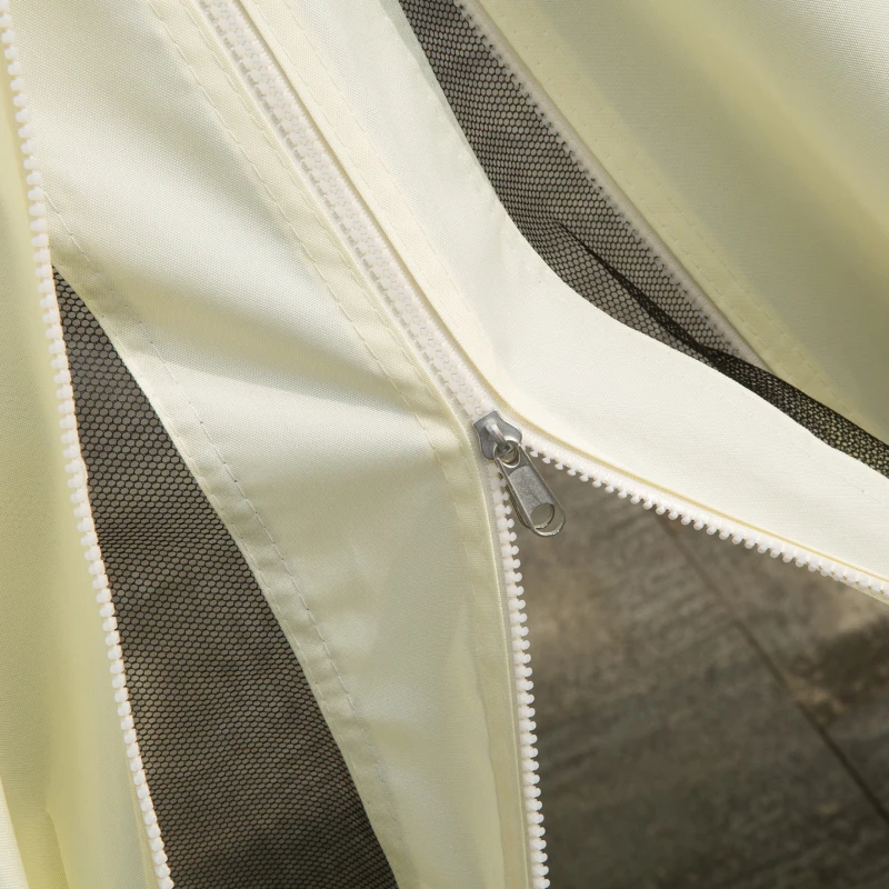 Outsunny Gazebo da Giardino 4x3m con Zanzariera, Tende e Doppio Tetto in Alluminio e Poliestere, Crema