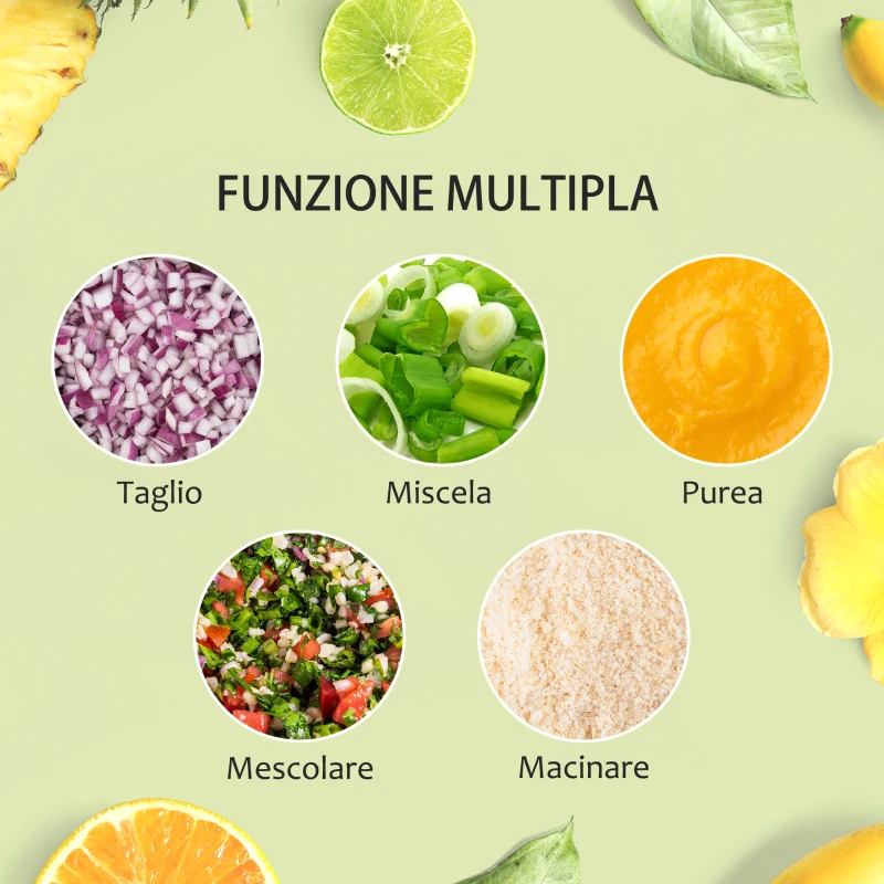 HOMCOM Frullatore da 500W a 2 Velocità Regolabili con Caraffa, Lama a S e Lama a 4 Punte, 20.5x19x16 cm