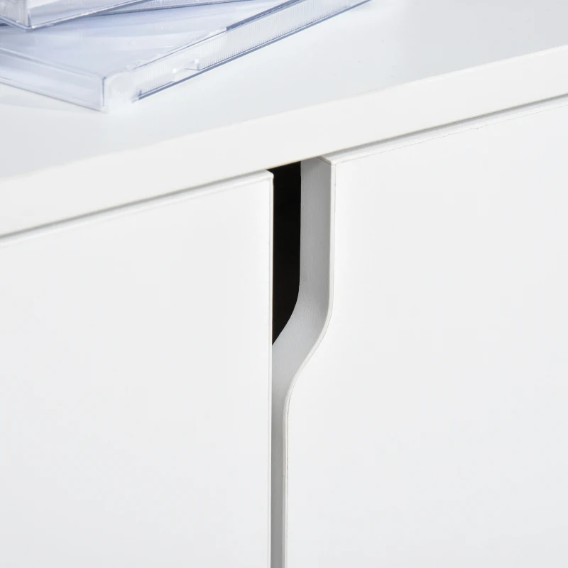 HOMCOM TV-Ständer, TV Schrank, TV-Kommode, Moderner Fernsehtisch mit Schrank und Offene Regale, Spanplatte, Weiß, 120 x 30 x 41cm