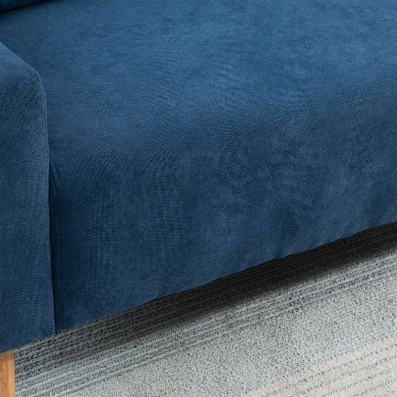 HOMCOM Divano 2 Posti Moderno e Trapuntato in Stile Nordico, in Poliestere e Legno, 145x76x88 cm, Blu