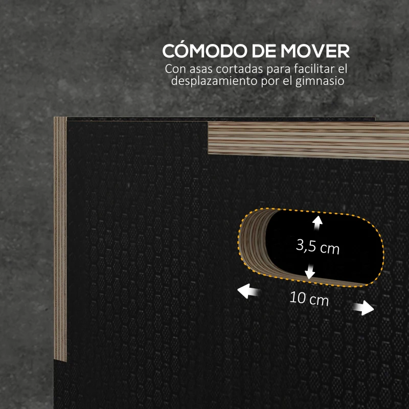SPORTNOW Cajón de Salto Pliométrico de Madera con Mangos Huecos Carga 120 kg para Casa Oficina Gimnasia 76x61x51 cm Negro