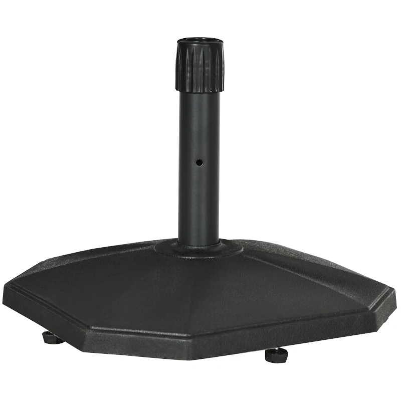 Outsunny 18kg Patio Parasol Base, Garden Concrete Umbrella Base, Outdoor Umbrella Stand Holder for Parasol Poles 34mm, 38mm and 48mm, Black