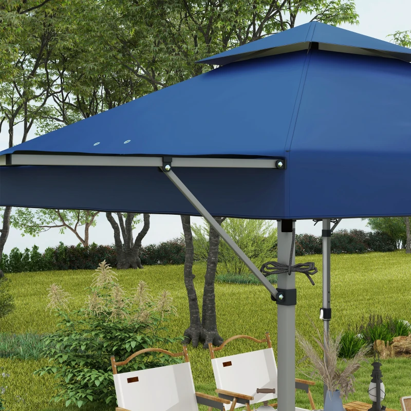 Outsunny Gazebo Pieghevole 5x3m con Pareti Estensibili, Altezza Regolabile e Borsa con Ruote, Blu