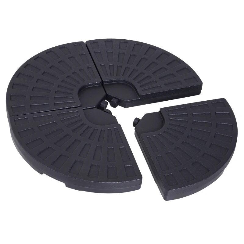 Outsunny Lot de 4 pieds de parasol poids de lestage pour parasols déportés - A remplir d'eau jusqu'à 52 kg ou de sable jusqu'à 60 kg - dim. totales 48L x 48l x 8H cm polyéthylène haute densité noir