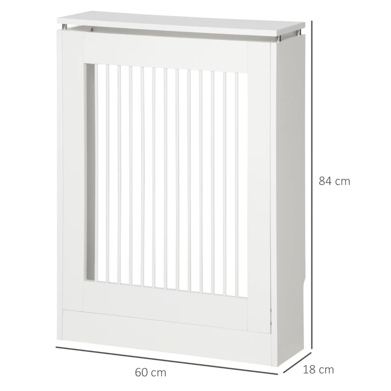 HOMCOM Copritermosifone a Doghe Moderno ed Elegante per la Casa, in MDF e Acciaio, 60x18x84cm, Bianco