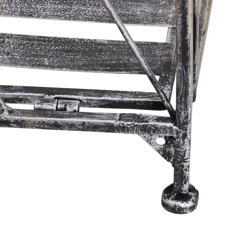 Scaffale Fioriera 3 Ripiani Pieghevole da Giardino Balcone, Metallo, Argento, 44x25x96 cm